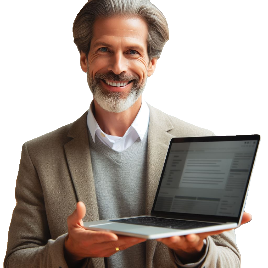 A Happy business man with laptop